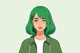 绿发女孩半身形象
