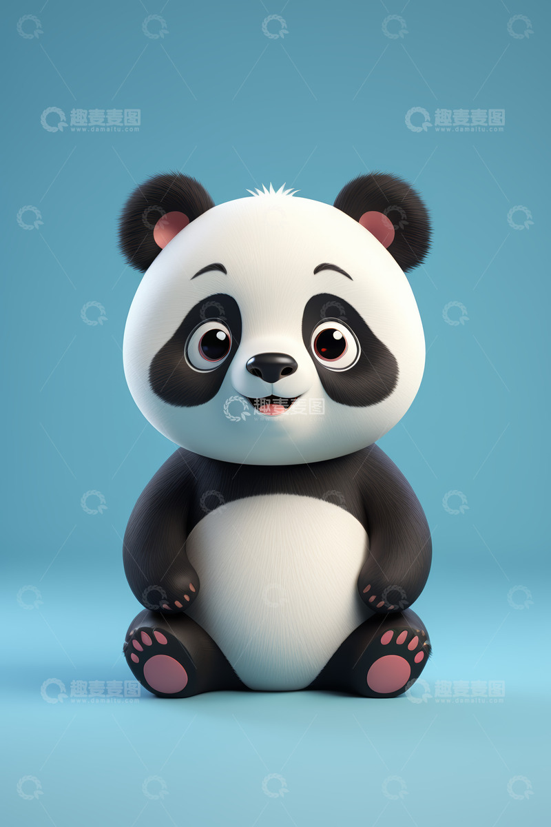 高清大图下载【趣麦麦图】可爱卡通熊猫形象特写
