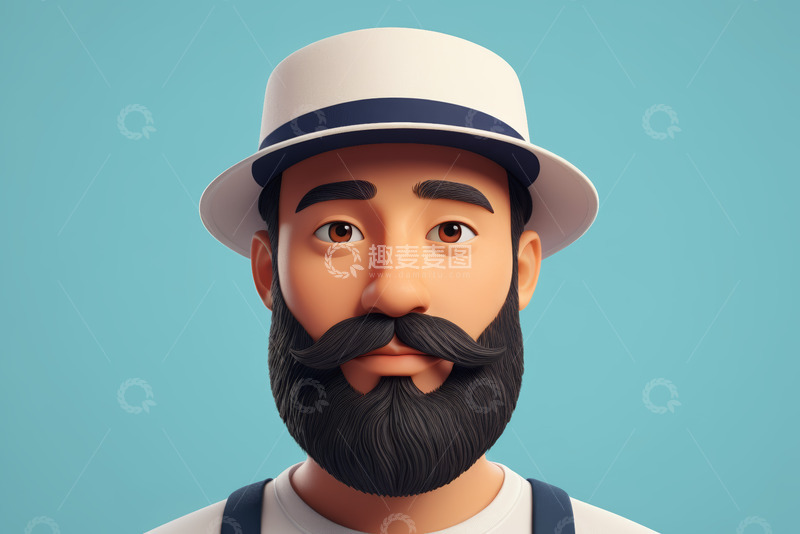 高清大图下载【趣麦麦图】戴帽络腮胡男子人物肖像