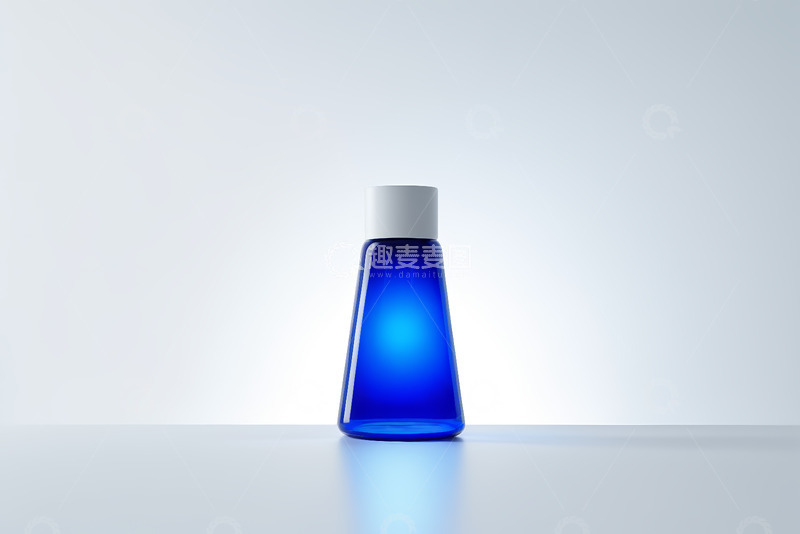 高清大图下载【趣麦麦图】蓝色化妆品瓶子特写