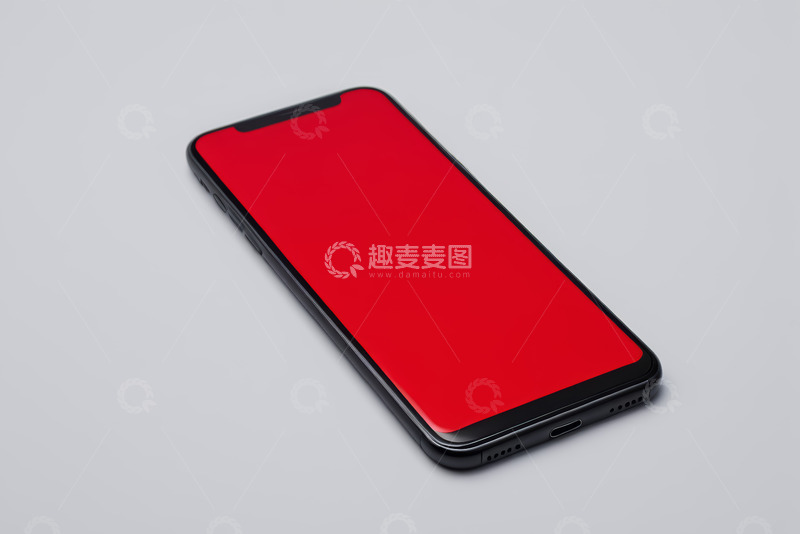 高清大图下载【趣麦麦图】黑色智能手机红色屏幕展示