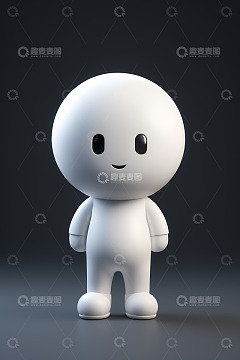 白色卡通3D角色形象