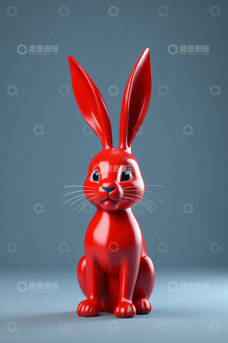 高清大图下载【趣麦麦图】红色卡通兔子3D模型