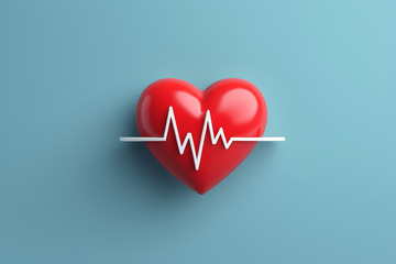 红色爱心与心跳线图案