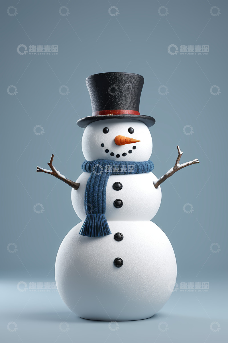 高清大图下载【趣麦麦图】戴帽围巾的雪人形象素材