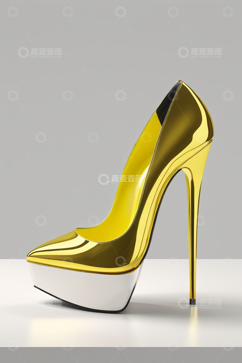 高清大图下载【趣麦麦图】金色高跟时尚女鞋素材