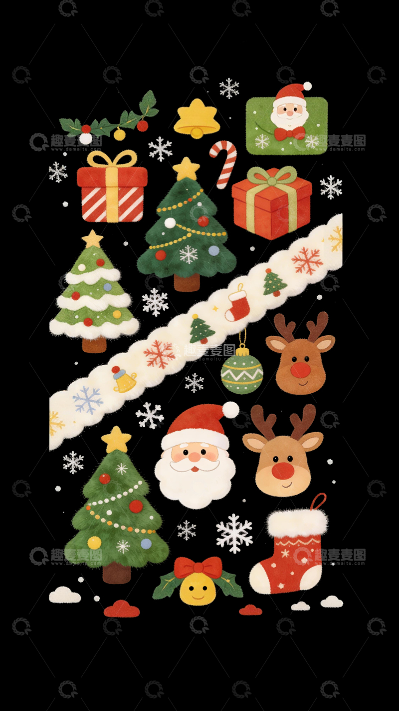 源文件下载【趣麦麦图】手绘插画风格可爱圣诞元素4
