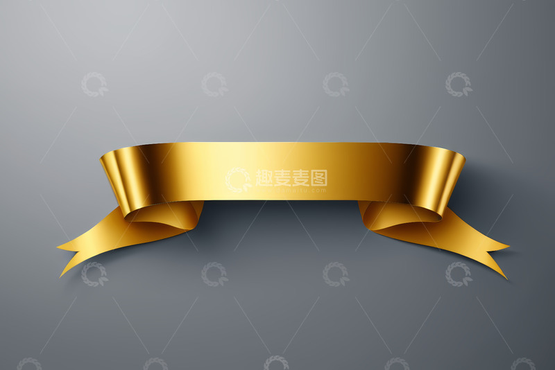 高清大图下载【趣麦麦图】金色丝带装饰素材