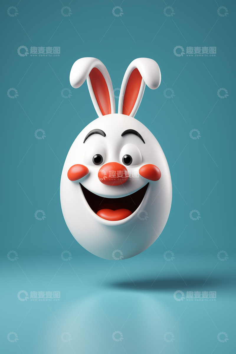 高清大图下载【趣麦麦图】卡通兔子形象微笑表情素材