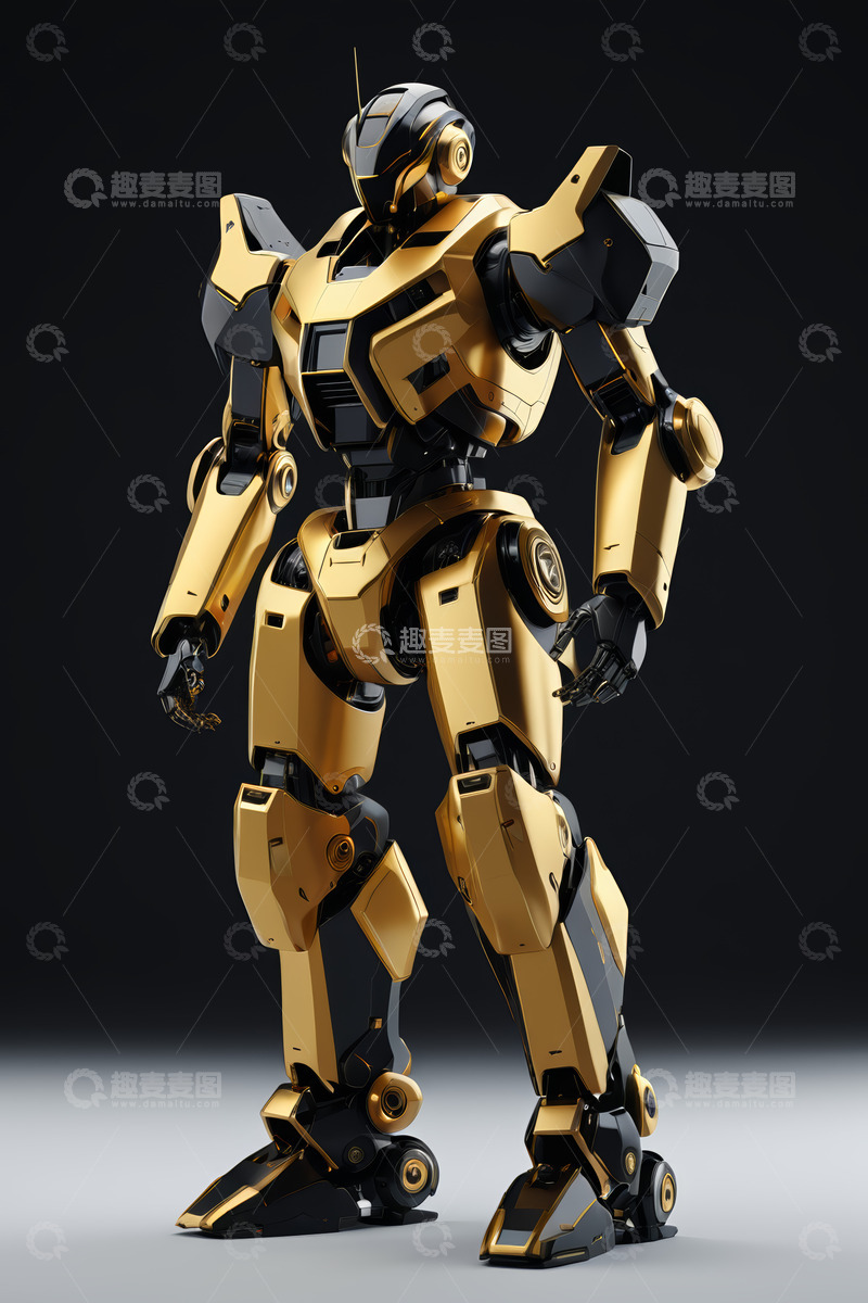 高清大图下载【趣麦麦图】金色机器人站立造型素材