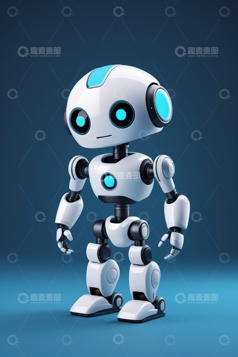 高清大图下载【趣麦麦图】白色机器人科技感展示