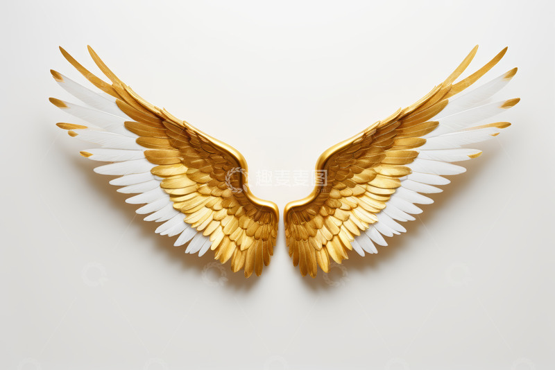 高清大图下载【趣麦麦图】金色白色相间天使翅膀