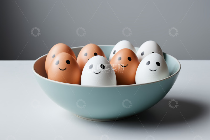 高清大图下载【趣麦麦图】碗中带笑脸的鸡蛋静物