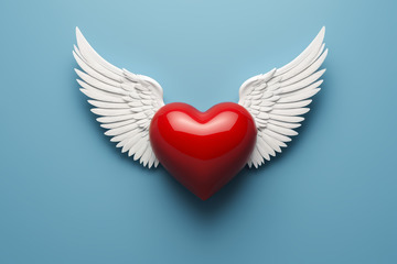 带翅膀的红色爱心图案