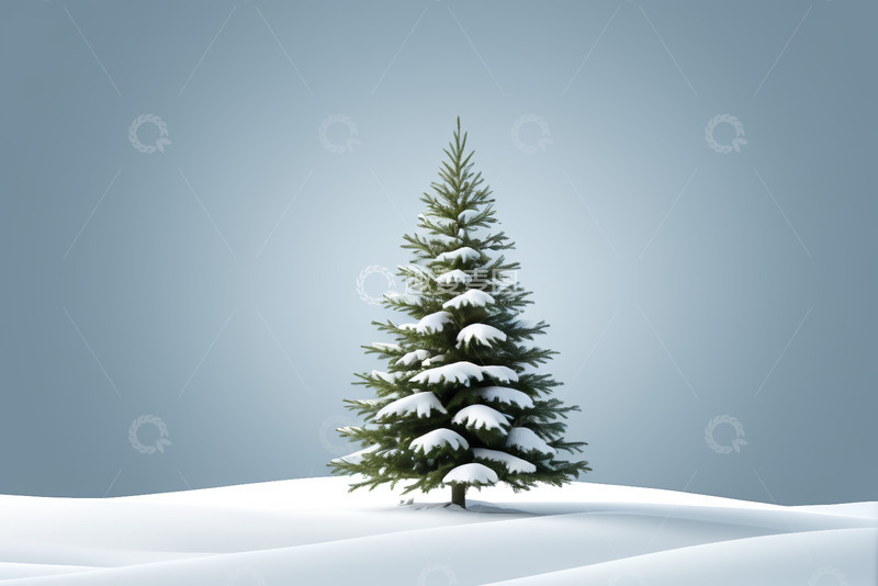 高清大图下载【趣麦麦图】雪覆盖的圣诞树素材