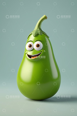 卡通形象绿色茄子
