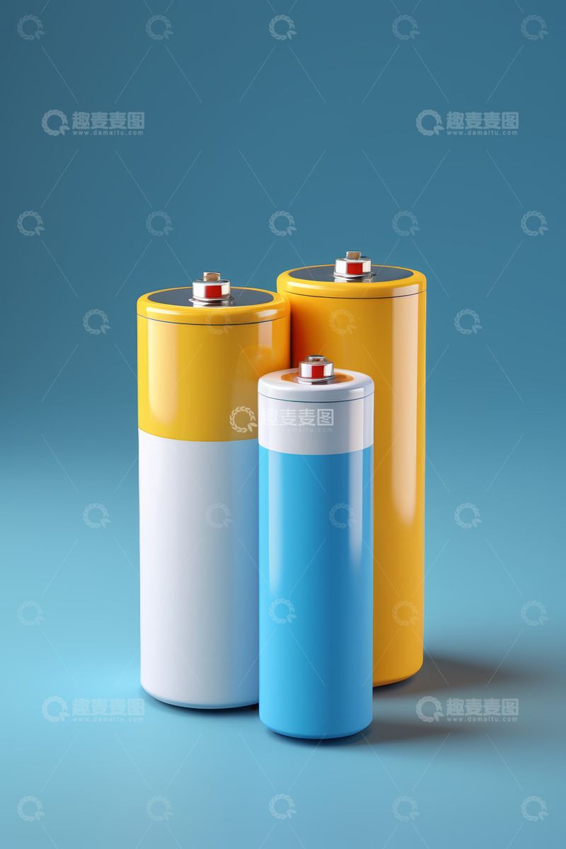 高清大图下载【趣麦麦图】多彩圆柱形电池展示