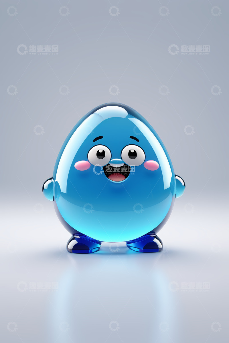 高清大图下载【趣麦麦图】蓝色卡通形象可爱动画角色