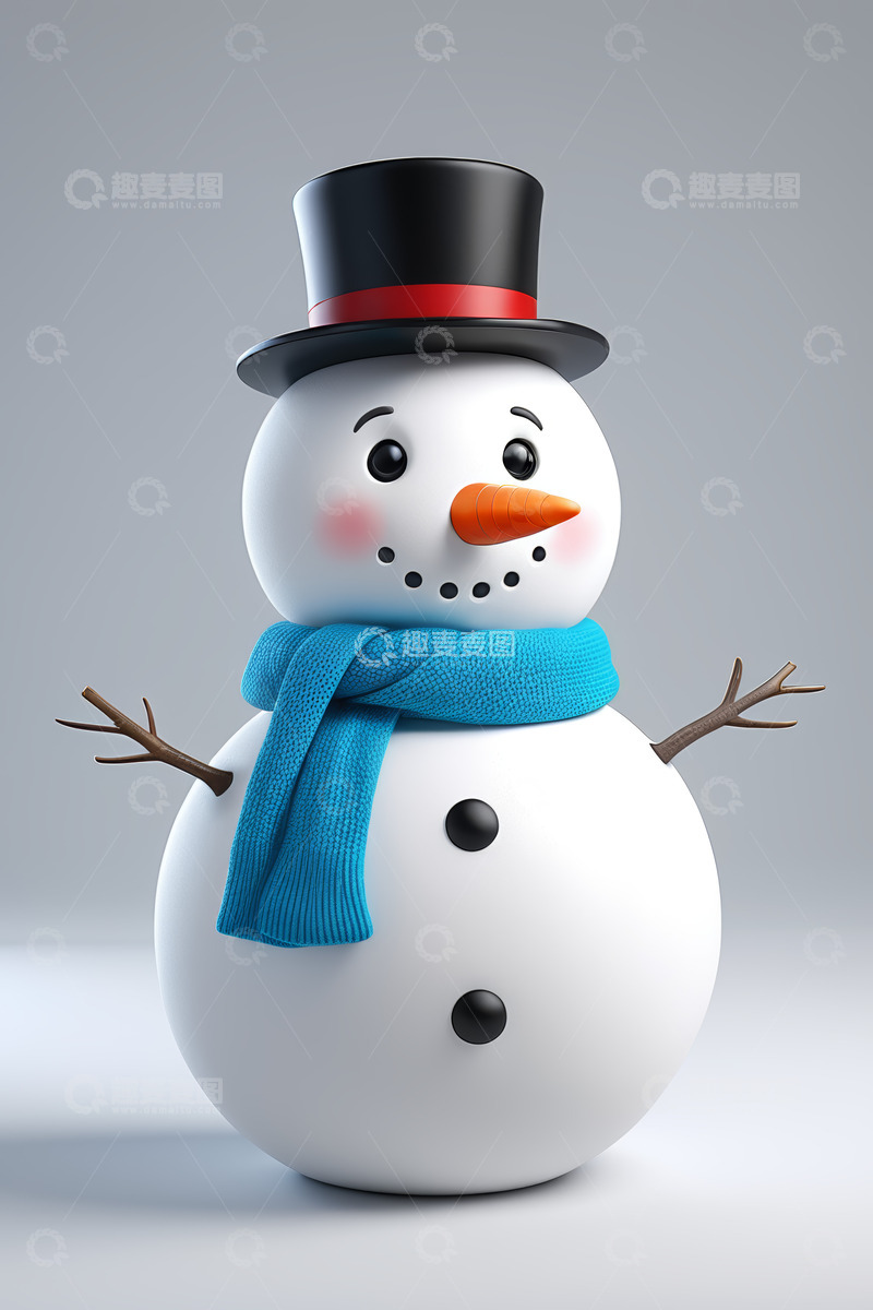 高清大图下载【趣麦麦图】戴帽围巾可爱雪人形象