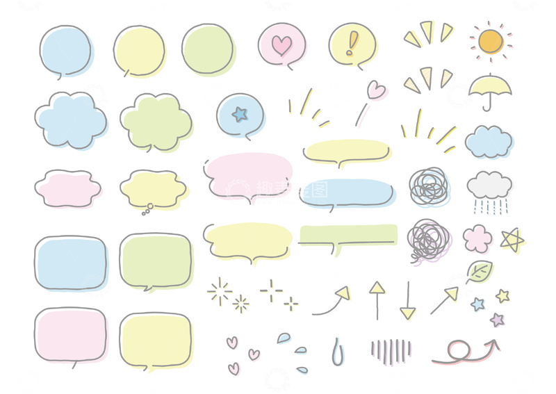 源文件下载【趣麦麦图】卡通对话框和装饰元素插画
