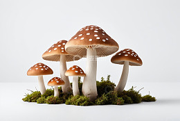 白色背景上的蘑菇群