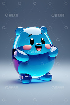 蓝色卡通小熊3D形象