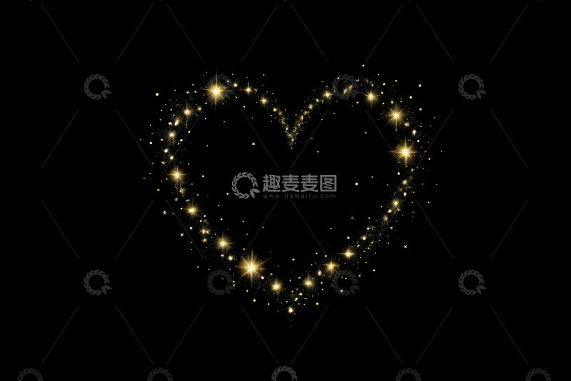 高清大图下载【趣麦麦图】金色星光心形图案背景