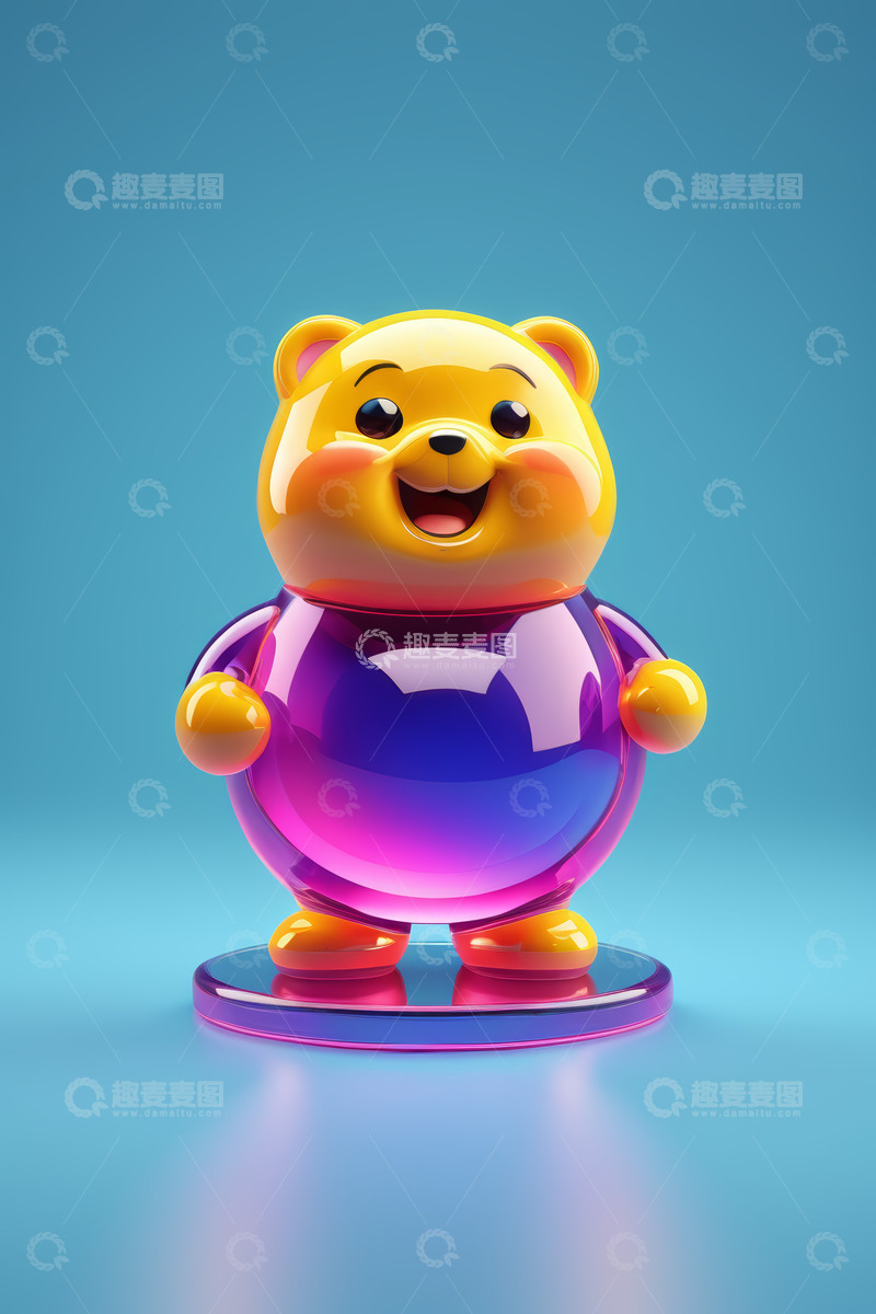 高清大图下载【趣麦麦图】卡通小熊3D形象展示