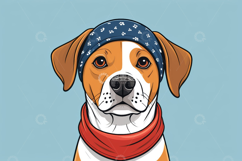 高清大图下载【趣麦麦图】戴头巾围巾的卡通狗狗