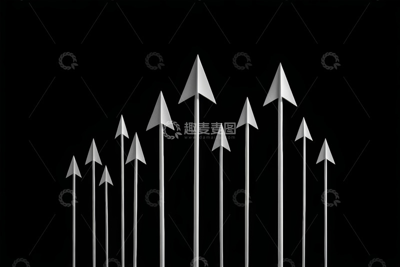 高清大图下载【趣麦麦图】黑色背景上的白色箭头集合