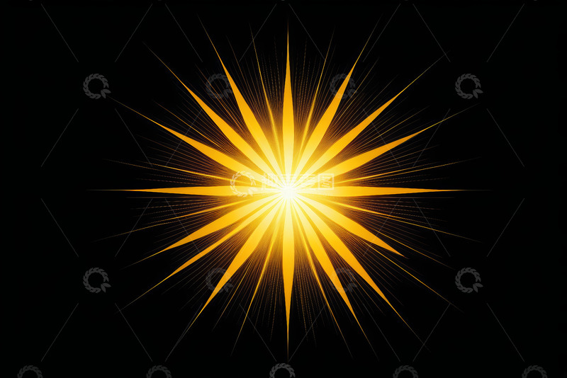 高清大图下载【趣麦麦图】黑色背景黄色光芒放射图案