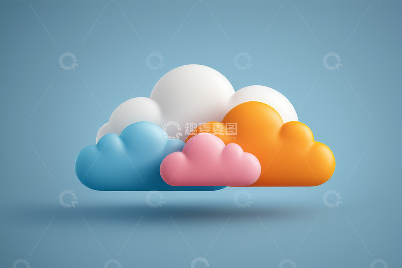 高清大图下载【趣麦麦图】多彩立体云朵素材