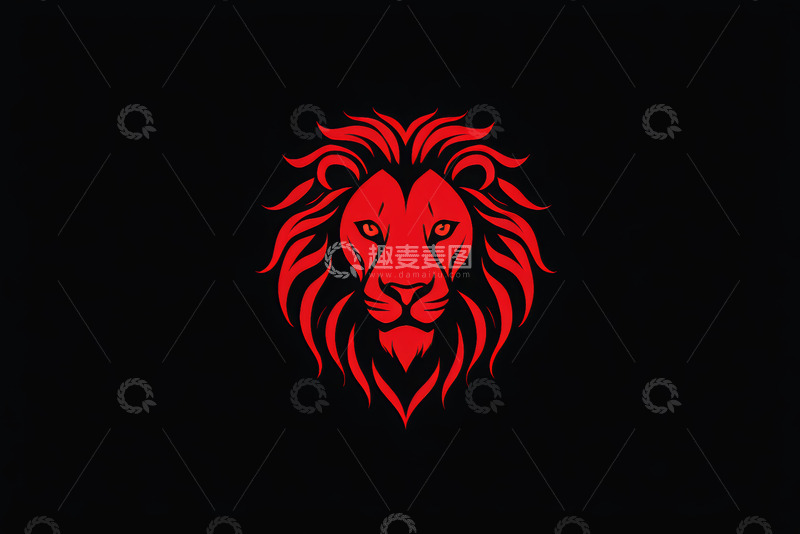 高清大图下载【趣麦麦图】红色狮子头抽象图案设计素材