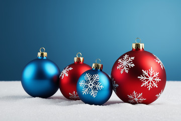 圣诞装饰球雪景静物