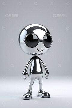 银色卡通小人3D形象