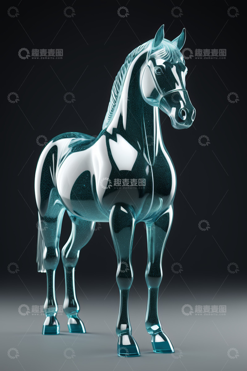 高清大图下载【趣麦麦图】透明质感马形工艺品