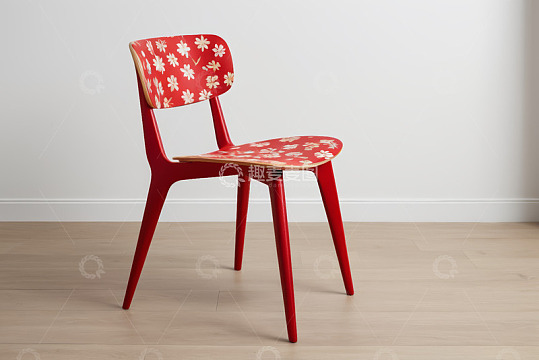 红色花卉图案现代风格椅子