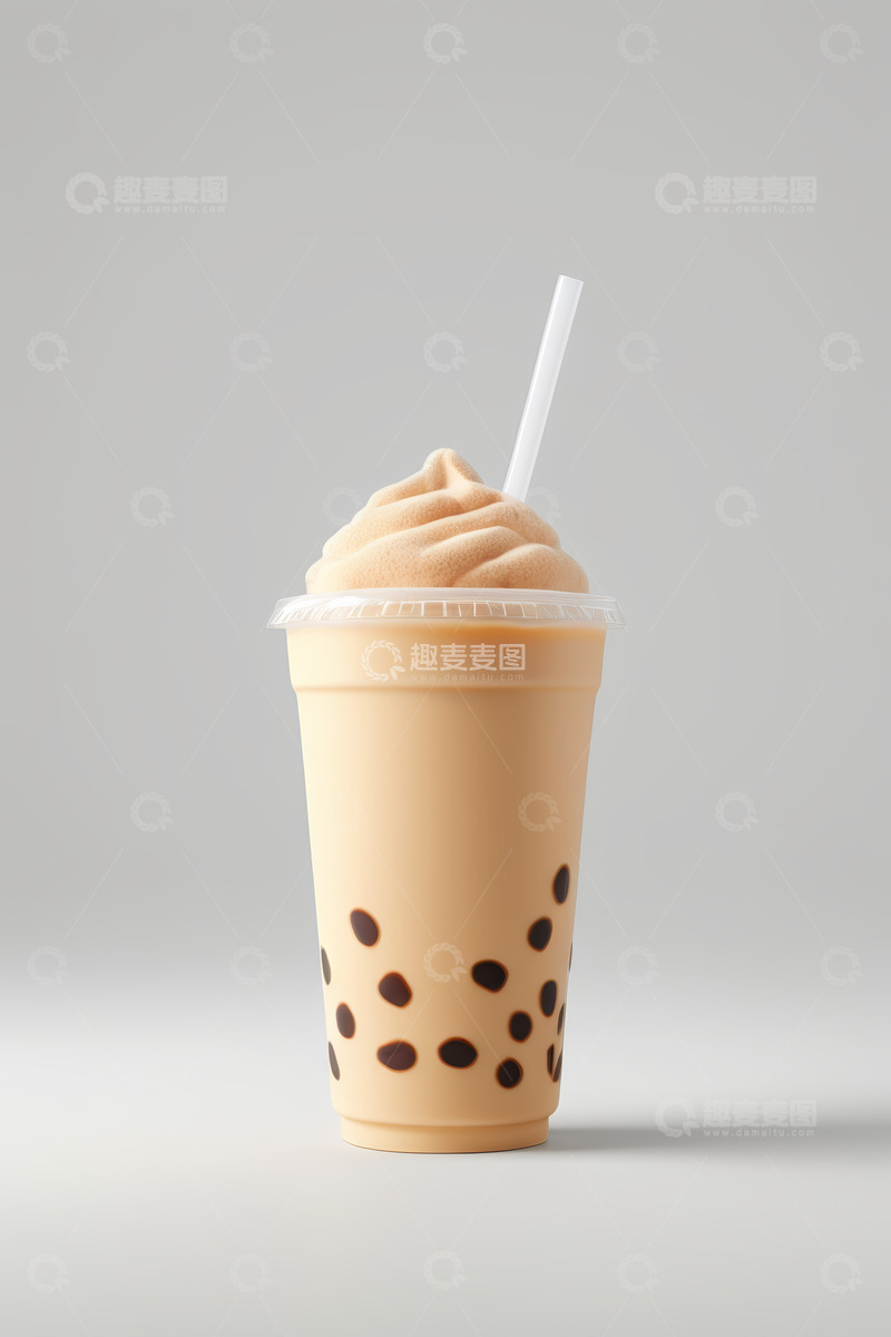 高清大图下载【趣麦麦图】塑料杯装珍珠奶茶饮品