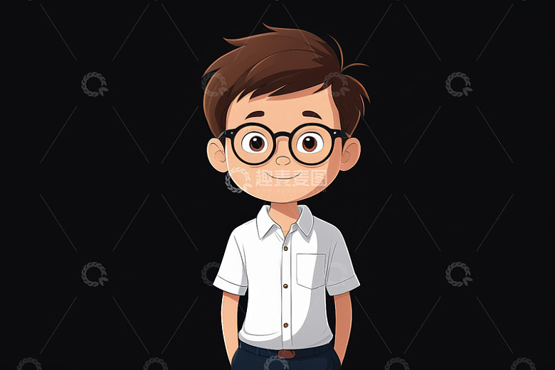 戴眼镜卡通男孩形象