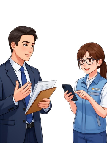 职场人物交流卡通插画