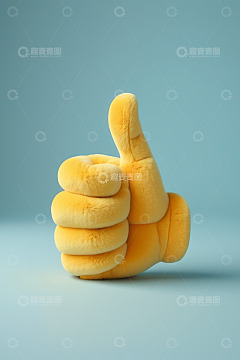 黄色毛绒大拇指手势