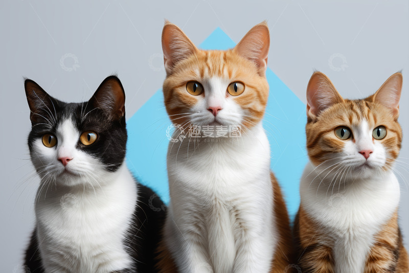 高清大图下载【趣麦麦图】三只猫咪正面合照