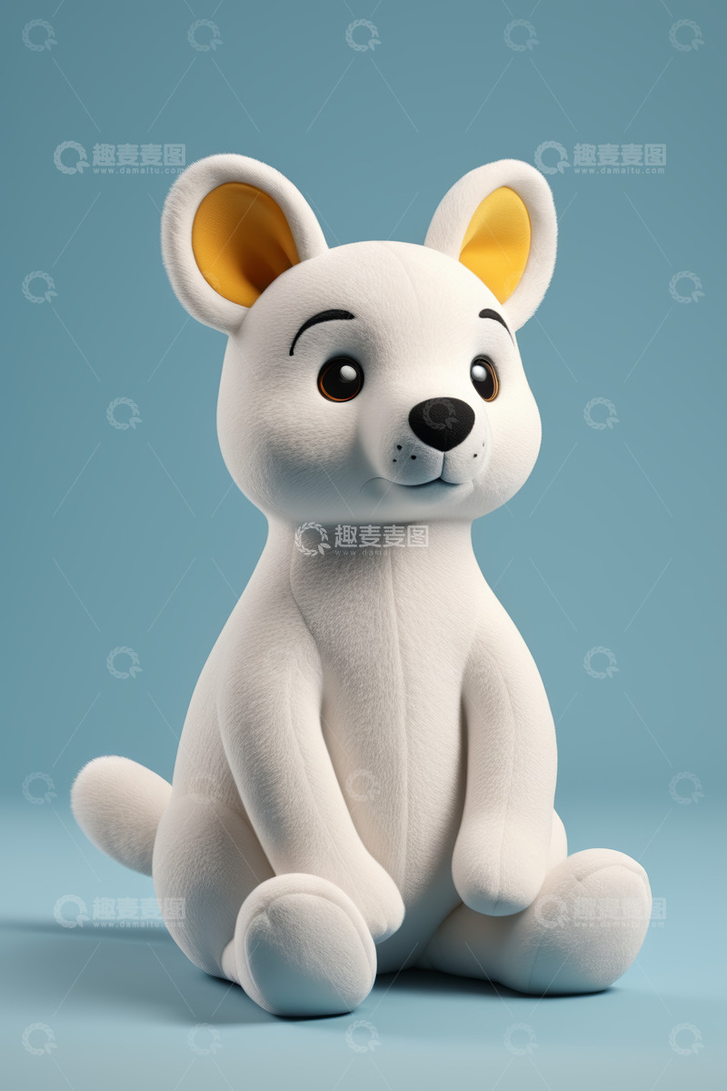 高清大图下载【趣麦麦图】坐着的卡通白色小狗形象