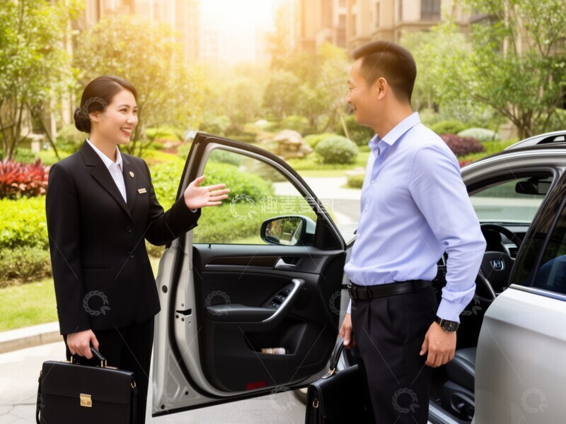 高清大图下载【趣麦麦图】商务精英汽车服务交谈场景