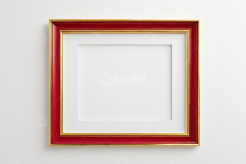 高清大图下载【趣麦麦图】墙上红色金边装饰画框架