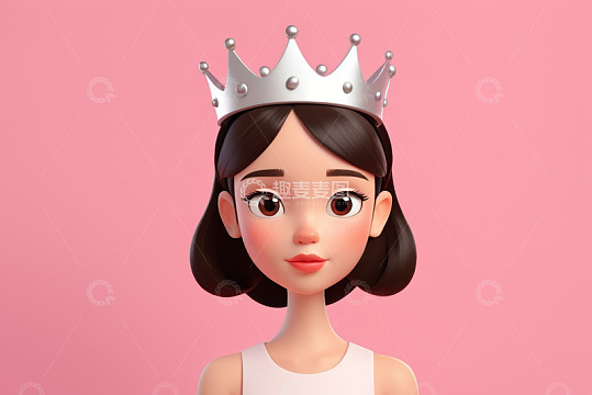 戴皇冠的卡通女孩形象