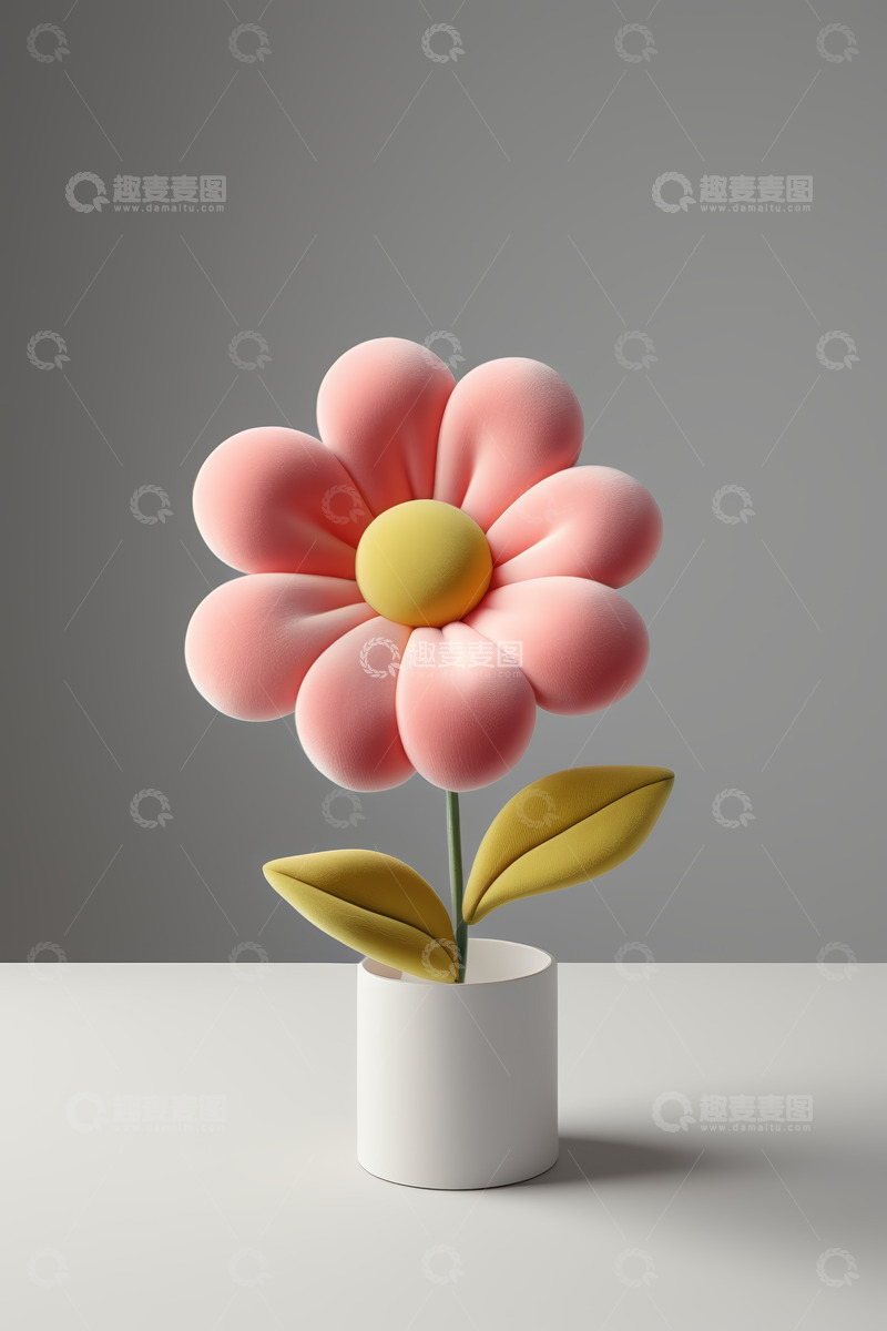 高清大图下载【趣麦麦图】粉色花朵盆栽静物