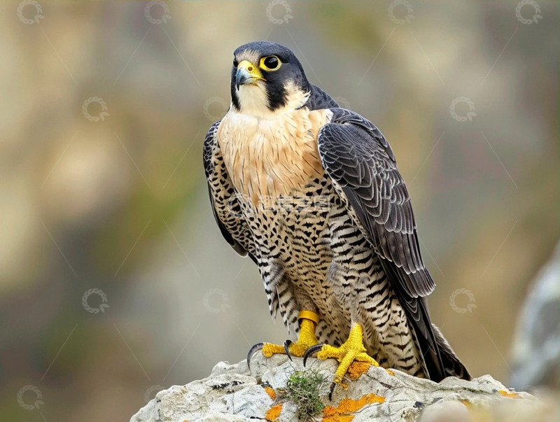 高清大图下载【趣麦麦图】岩石上驻足的游隼身姿