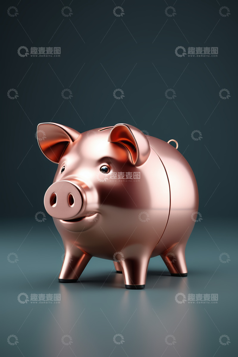 高清大图下载【趣麦麦图】铜色小猪存钱罐特写
