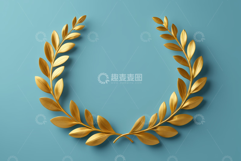 高清大图下载【趣麦麦图】蓝色背景金色花环素材